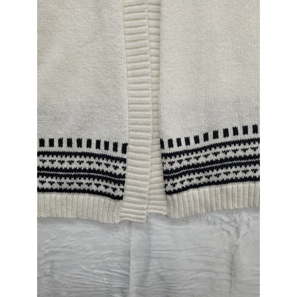 Chico's Cardigan Women Size Large White Black Open Front Fair Isle Pointelle - Picture 5 of 8